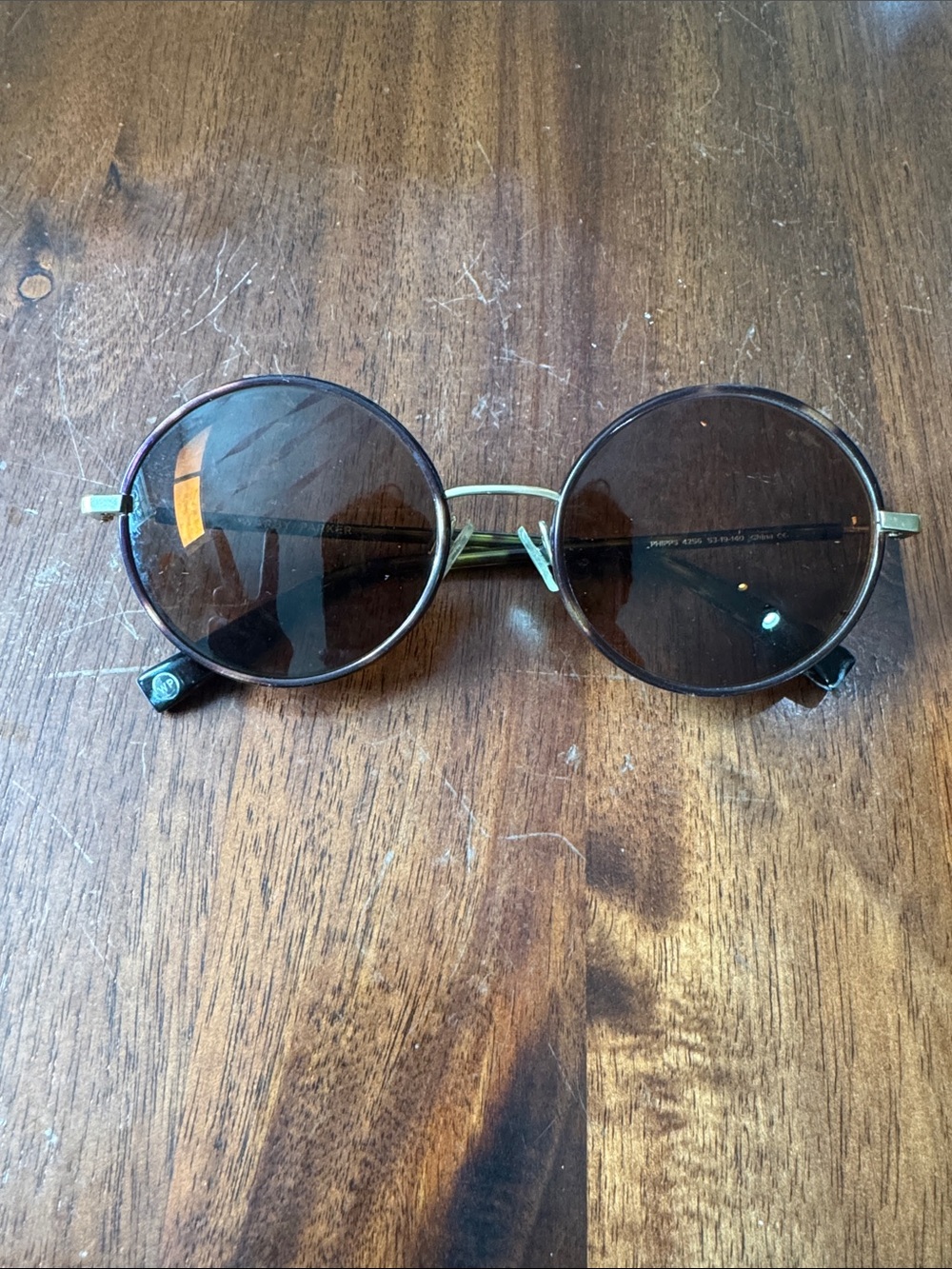 Warby Parker Phipps (discontinued) Gold and Brown Wrapped Sunglasses